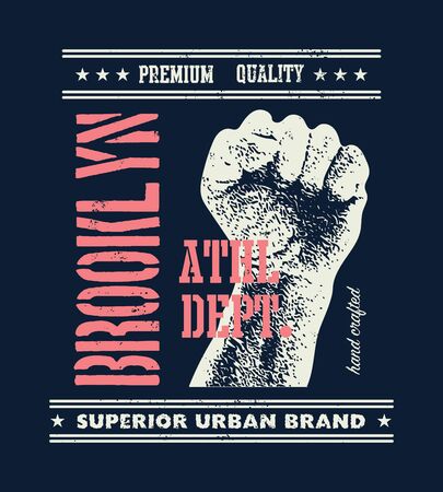 vintage urban typography with fist, t-shirt graphics, vector illustrationの写真素材