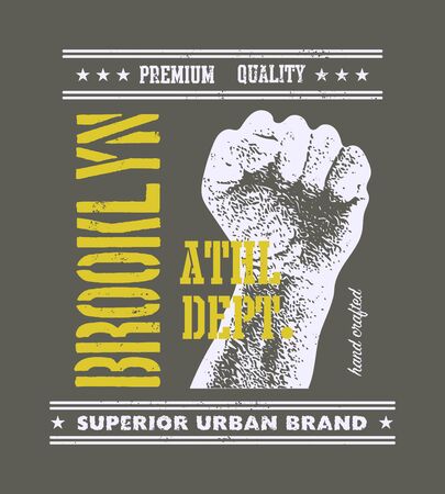 vintage urban typography with fist, t-shirt graphics, vector illustrationの写真素材