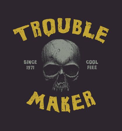 Skull. Hand drawn Illustration with typo for t shirt and other uses. Vector illustration.の写真素材