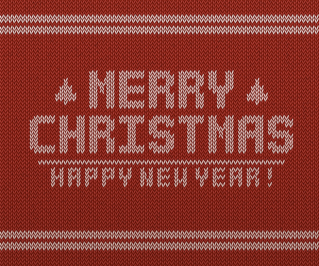 Merry christmas retro card with cross stitch. Vector background.のイラスト素材