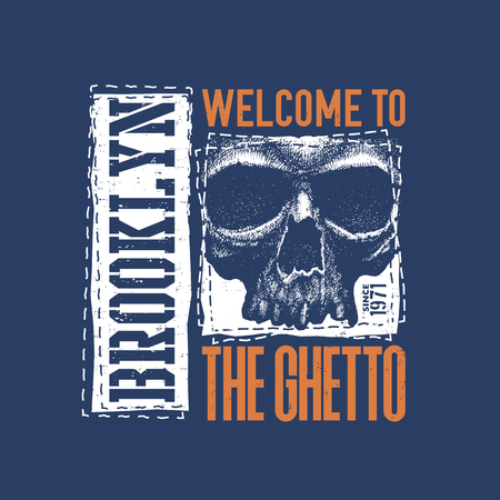 Vintage urban typography with skullのイラスト素材