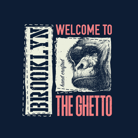Vintage urban typography with gorilla headのイラスト素材
