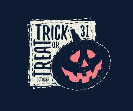 Trick or treat halloween card with pumpkin. Vector illustration.の写真素材