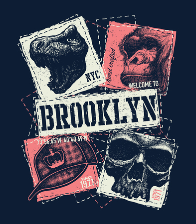 vintage urban typography, t-shirt graphics, vector illustrationの写真素材