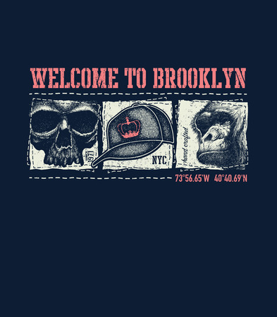 vintage urban typography, t-shirt graphics, vector illustrationのイラスト素材