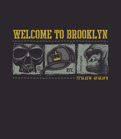 vintage urban typography, t-shirt graphics, vector illustrationのイラスト素材