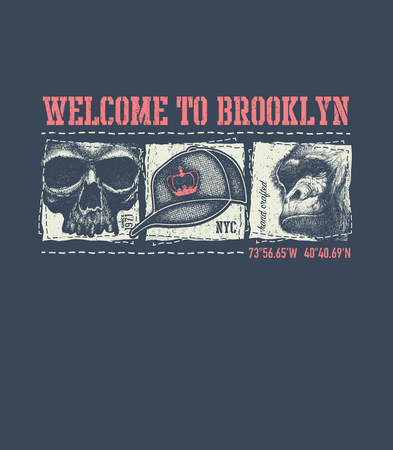vintage urban typography, t-shirt graphics, vector illustrationのイラスト素材
