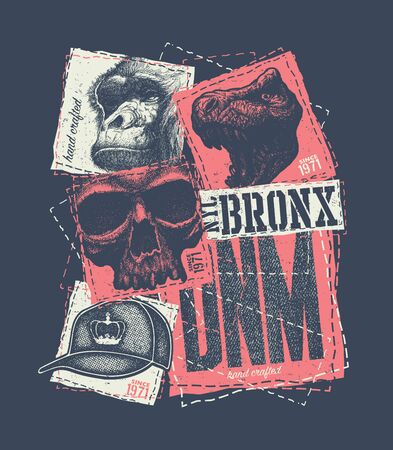 vintage urban typography, t-shirt graphics, vector illustrationの写真素材