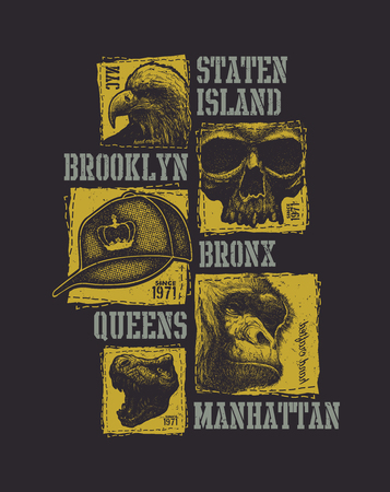 Vintage urban t-shirt graphicsのイラスト素材