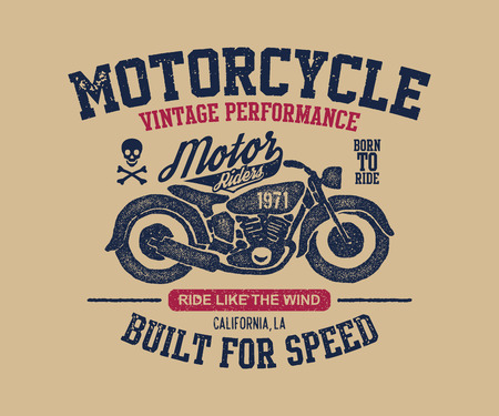 Hand drawn vintage motorcycle. Vector illustration. Vector background.のイラスト素材