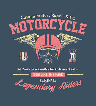 Vintage design biker hand drawn illustration.のイラスト素材