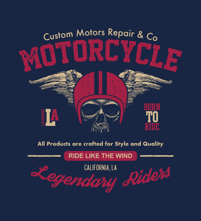 Vintage design biker hand drawn illustration.のイラスト素材