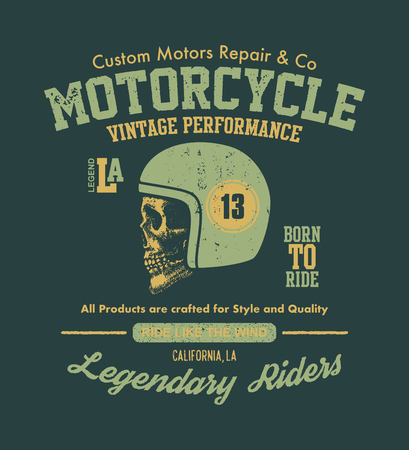 Skull biker in helmet. Hand drawn. Vector illustration.のイラスト素材