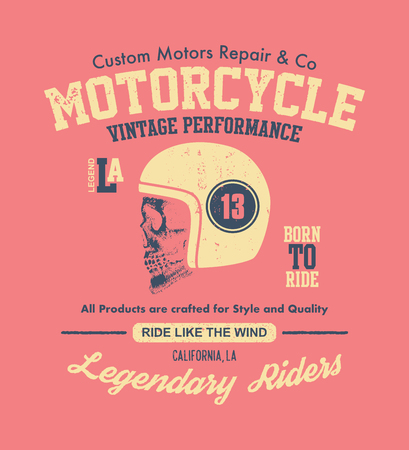 Skull biker in helmet. Hand drawn. Vector illustration.のイラスト素材