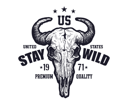 vintage urban typography with skull, t-shirt graphics, vector illustrationの写真素材