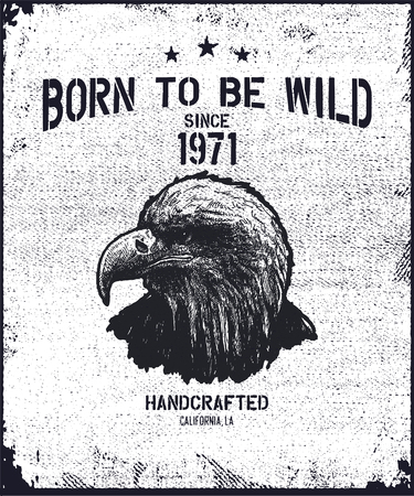 vintage urban typography with eagle head, t-shirt graphics, vector illustrationの写真素材