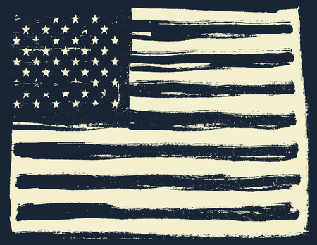 American Flag Background. Horizontal orientation. Black and white. Vector illustration.の写真素材