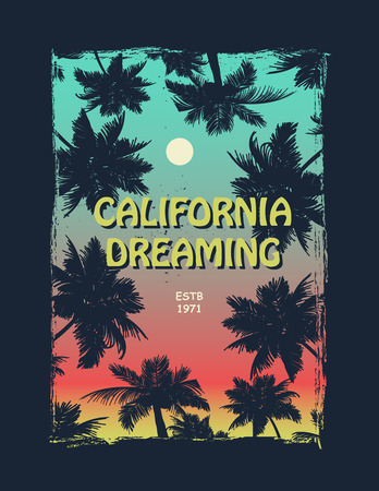 California surfer tee graphic. Element for your design.Vector illustrationの写真素材