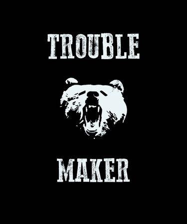 Trouble maker. Hand drawn Illustration. With typo for t shirt. Vector illustrationのイラスト素材
