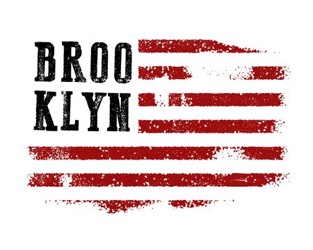 T-shirt graphic design with american flag and grunge texture. New York typography shirt design. Vector illustration.のイラスト素材
