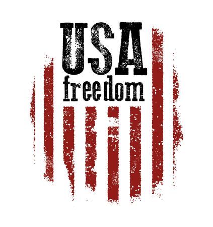T-shirt graphic design with american flag and grunge texture. Vector illustration.のイラスト素材