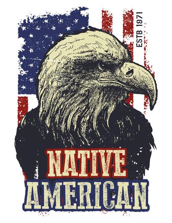 American eagle. T-shirt print. Element for your design. Vector illustration.のイラスト素材
