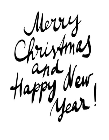 Lettering Merry Christmas and Happy New Year. Vector isolate on white background.のイラスト素材