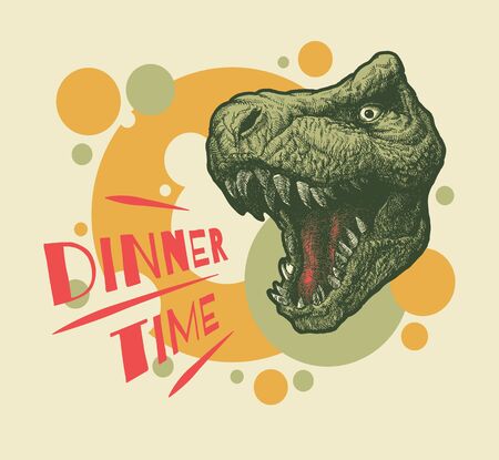 Dinner Time Banner, Meat Icon. Cartoon Vector Illustration.のイラスト素材