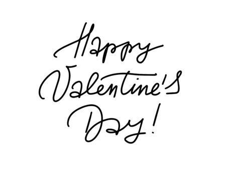 Happy Valentine s Day Card. Happy Typographic Background. Valentin Hand Lettering Text Isolated On White Background. Vector Illustrationのイラスト素材