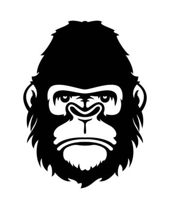 Face of gorilla isolated on white. Vector concept illustrationのイラスト素材