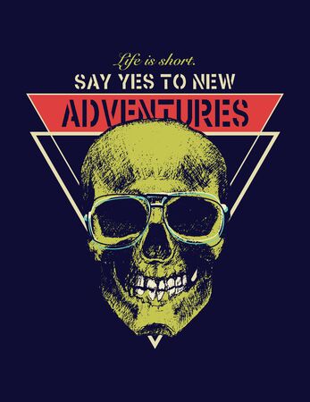 Vintage typography t-shirt graphics with skull, vector illustration.のイラスト素材
