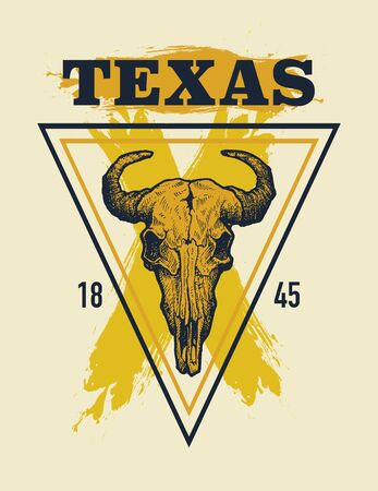 Texas buffalo tee print graphic. Vector illustration.のイラスト素材