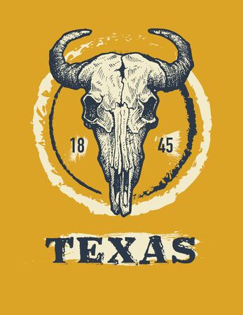 Texas buffalo tee print graphic. Vector illustration.のイラスト素材