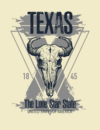 Texas buffalo tee print graphic. Vector illustration.のイラスト素材