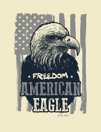 American eagle. T-shirt print. Element for your design. Vector illustration.のイラスト素材