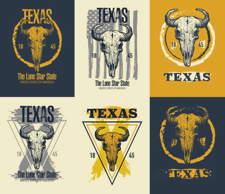 Texas buffalo tee print graphic. Vector illustration. Vector set.の写真素材