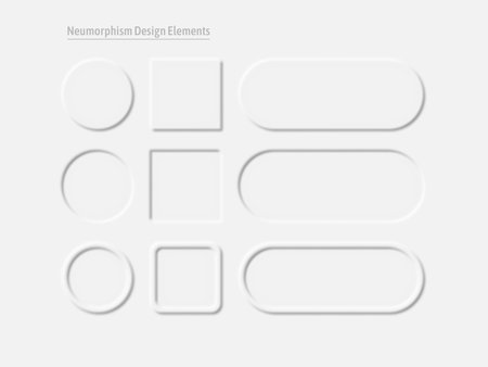 Neumorphism UI design element set. Simple trendy interface for applications. Vector elements for your design.の写真素材