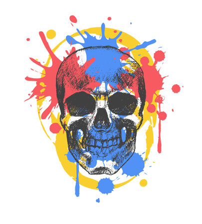 Hand drawn skull. Element for your design. Vector illustrationのイラスト素材