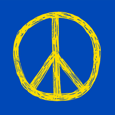 Yellow pacific sign on blue background . Vector illustrationのイラスト素材