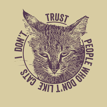 I do not trust people who do not like cats. Cat Quote T Shirt Design Template Vector.のイラスト素材