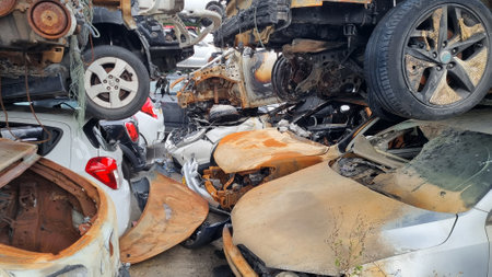 Background with a car after a traffic accident.