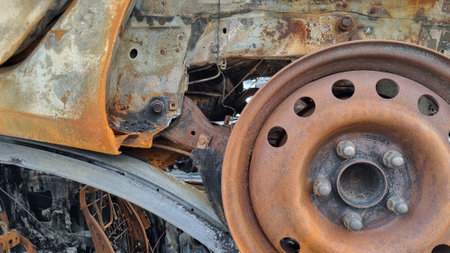 Background with a car after a traffic accident.の写真素材