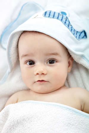 Cute Baby joy after showerの写真素材