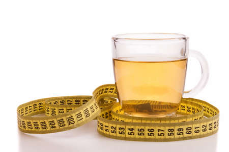 Slimming tea isolated on whiteの写真素材