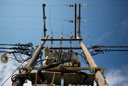 electrical power transformer with wires background