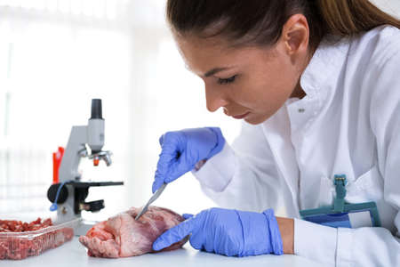 Medical student cuts and learn about heart anatomy, close up