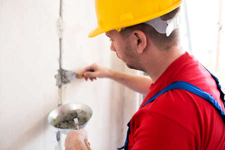 Alignment of rough edges with plaster cast for creating aesthetic  effectsの写真素材