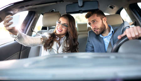 Driving and looking at the mobile phone a behavior that is not recommended