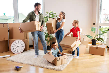 Playtime during a moving in break concept of fun and joy