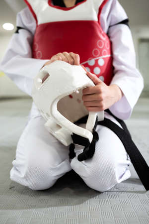 Concept of martial art as sport, taekwondo, improving of body and mindの写真素材